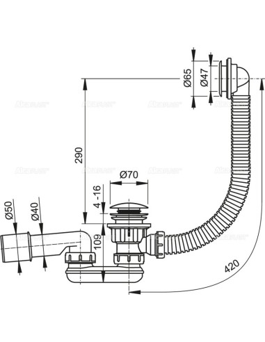 Alcaplast Syfon brodzikowy click/clack A503KM