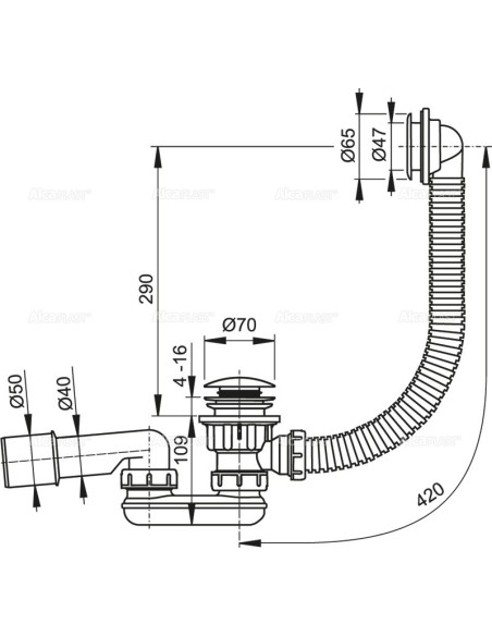Alcaplast Syfon brodzikowy click/clack A503KM