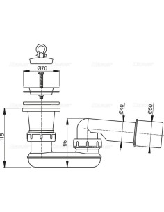 Alcaplast Syfon brodzikowy z częścią syfonową A461 Ø50 2