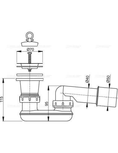 Alcaplast Syfon brodzikowy z częścią syfonową A461 Ø50