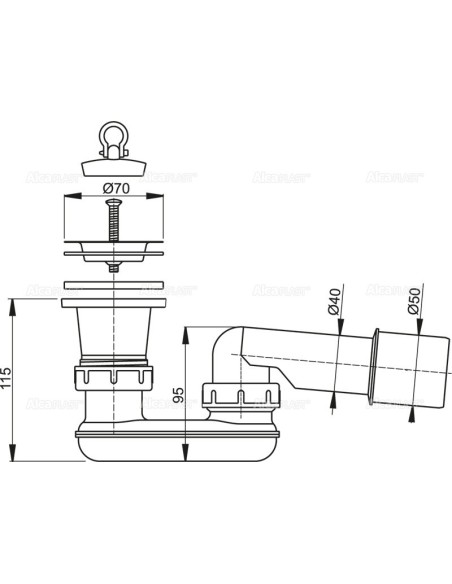 Alcaplast Syfon brodzikowy z częścią syfonową A461 Ø50