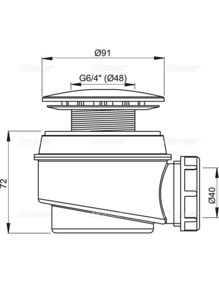 Alcaplast Syfon brodzikowy kryty chrom A47CR Ø60