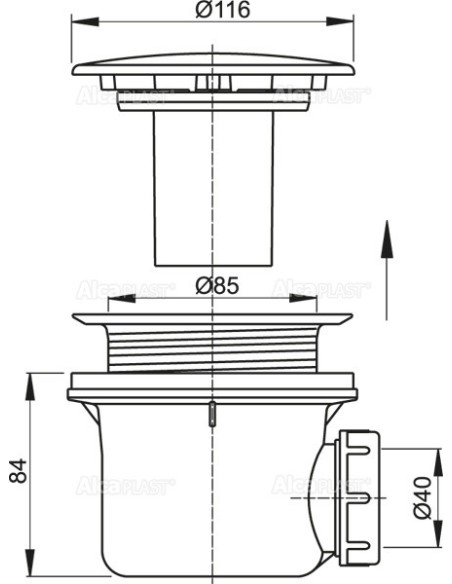 Alcaplast Syfon brodzikowy kryty metalowy LUX A49K