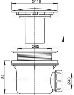 Alcaplast Syfon brodzikowy kryty metalowy LUX A49K mat 2