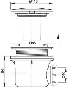 Alcaplast Syfon brodzikowy kryty metalowy LUX A49K mat 2