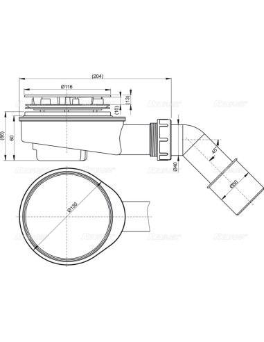 Alcaplast Zestaw odpływowy dla brodzików grubościennych chrom A492CR