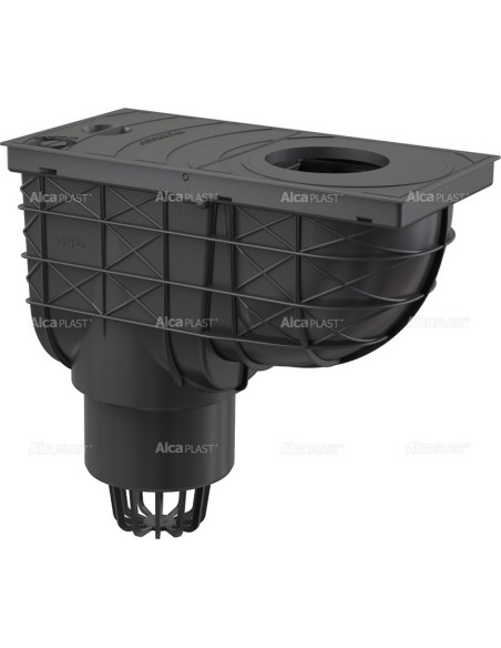 Alcaplast Wpust deszczowy uniwersalny 300 × 155/110 dolny, czarny AGV1