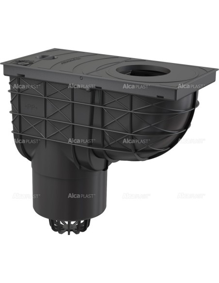 Alcaplast Wpust deszczowy uniwersalny 300 × 155/125 dolny, czarny AGV2