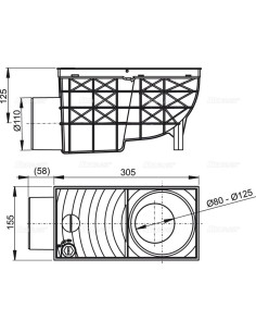 Alcaplast Wpust deszczowy uniwersalny 300 x 155/110 boczny, szary AGV3S 2