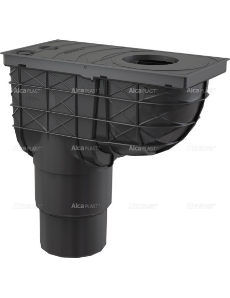 Alcaplast Wpust deszczowy uniwersalny 300 × 155/125/110 dolny, czarny AGV4