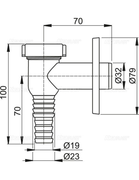 Alcaplast Syfon pralkowy kątowy chrom APS1