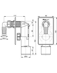 Alcaplast Syfon pralkowy podtynkowy biały APS4 2