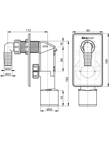 Alcaplast Syfon pralkowy podtynkowy biały APS4