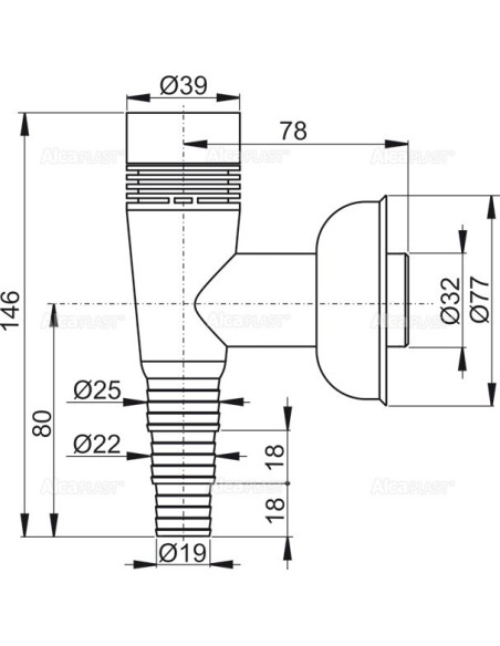 Alcaplast Syfon pralkowy kątowy biały z napowietrzaczem APS5