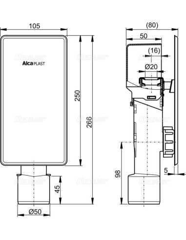Alcaplast Syfon podtynkowy do odprowadzania kondensatu AKS4