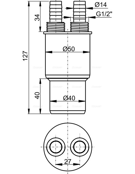 Alcaplast Redukcja na PCV 40/50 × G½“ AKS6