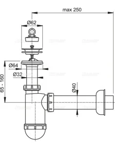 Alcaplast Syfon umywalkowy Ø40 z nierdzewnym sitkiem Ø63 A41 2