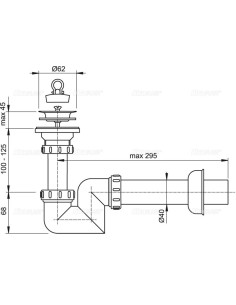 Alcaplast Syfon umywalkowy Ø32 „S“ z nierdzewnym sitkiem Ø63 A412 2