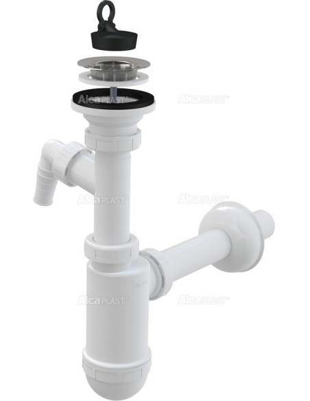 Alcaplast Syfon umywalkowy Ø32 z przyłączem i nierdzewnym sitkiem Ø63 A410P