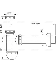 Alcaplast Półsyfon umywalkowy Ø40 z nakrętką 5/4"  A43 2