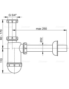Alcaplast Półsyfon umywalkowy Ø32 z nakrętką 5/4" A430 2