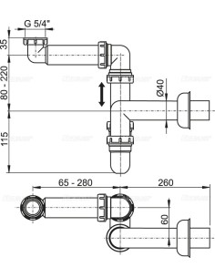 Alcaplast Syfon umywakowy oszczędzający miejsce 5/4"  A434 2