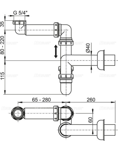 Alcaplast Syfon umywakowy oszczędzający miejsce 5/4"  A434