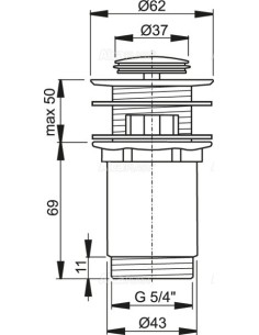 Alcaplast Spust umywalki click/clack 5/4" metalowy, mały korek A391 2