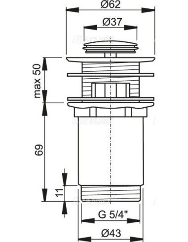 Alcaplast Spust umywalki click/clack 5/4" metalowy, mały korek A391