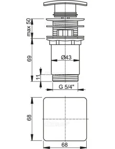 Alcaplast Spust umywalki click/clack 5/4" metalowy, kwadratowy korek  A393 2