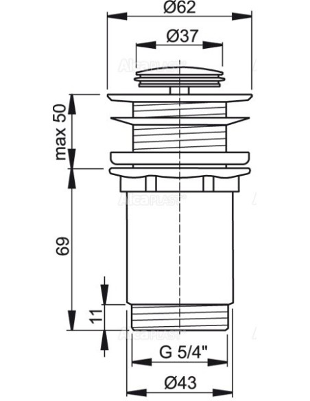 Alcaplast Spust umywalki click/clack 5/4" metalowy, mały korek, do umywalek szklanych i plastikowych A394