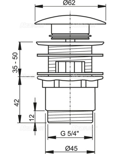 Alcaplast Spust umywalki click/clack 5/4" metalowy, duży korek A390