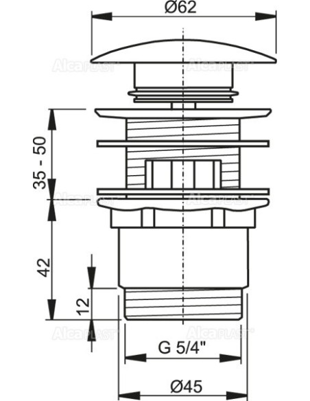 Alcaplast Spust umywalki click/clack 5/4" metalowy, duży korek A390
