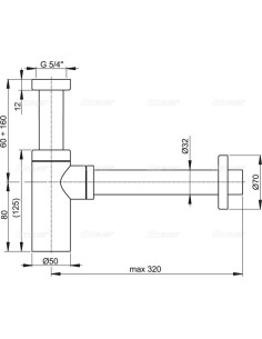 Alcaplast Syfon umywalkowy Ø32 DESIGN metalowy A400 2