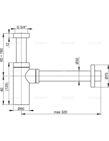 Alcaplast Syfon umywalkowy Ø32 DESIGN metalowy A400