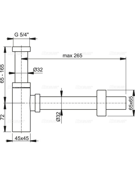 Alcaplast Syfon umywalkowy Ø32 DESIGN metalowy, czworokątny A401