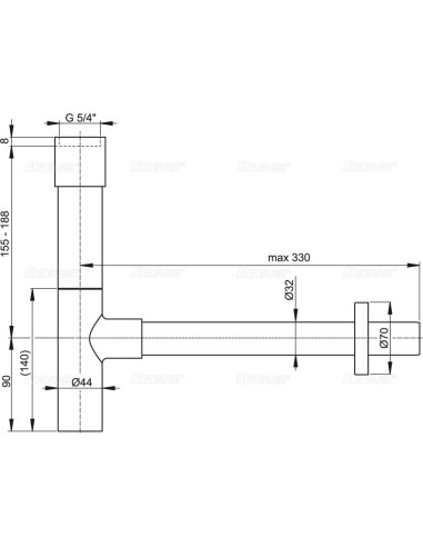 Alcaplast Syfon umywalkowy Ø32 DESIGN metalowy, masywny A402