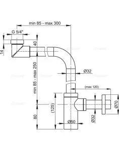Alcaplast Syfon umywalkowy Ø32 DESIGN metalowy, małogabarytowy A403 2