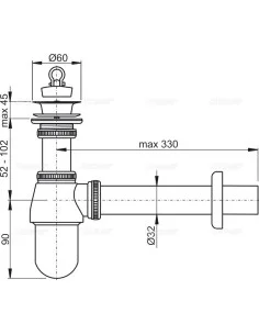 Alcaplast Syfon umywalkowy Ø32 z odpływem 5/4“ metalowy A437 2