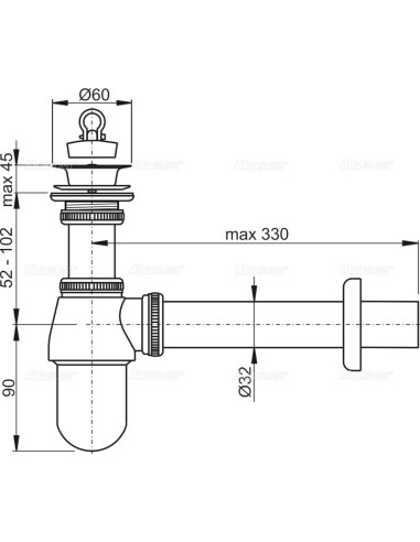 Alcaplast Syfon umywalkowy Ø32 z odpływem 5/4“ metalowy A437