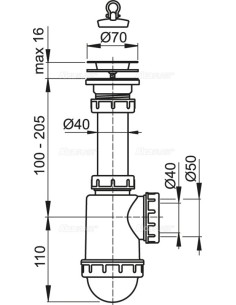 Alcaplast Syfon zlewozmywaka sitko nierdzewne Ø70  A441 Ø50/40 2