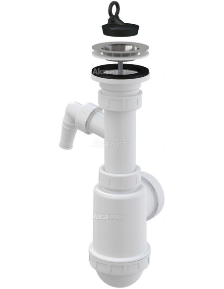 Alcaplast Syfon zlewozmywaka z podłączeniem pralki sitko nierdzewne Ø70 A441P Ø50/40