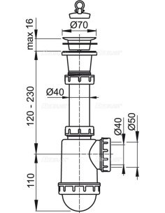 Alcaplast Syfon zlewozmywaka sitko plastikowe Ø70 A442 Ø50/40 2