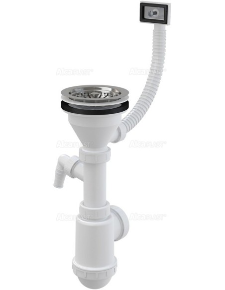 Alcaplast Syfon zlewozmywaka z przelewem i podłączeniem pralki sitko nierdzewne Ø115  A447P Ø50/40