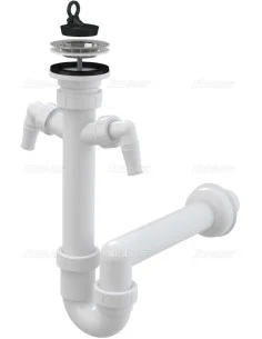 Alcaplast Syfon zlewu rurowy dwa podłączenia sitko nierdzewne Ø70 A820 Ø40