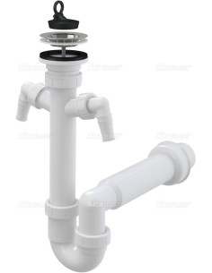 Alcaplast Syfon zlewu rurowy dwa podłączenia sitko nierdzewne Ø70 A820 Ø50