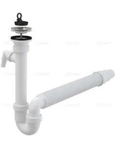 Alcaplast Syfon zlewu rurowy dwa przyłączem, z elastyczna rura i nierdzewnym sitkiem Ø70 A830 Ø50/40