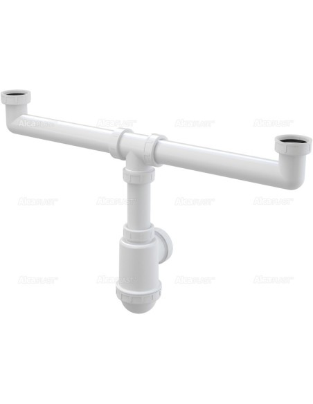 Alcaplast Półsyfon butelkowy zlewozmywaka podwojny z nakrętkami 6/4" A448 Ø50/40