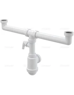 Alcaplast Półsyfon butelkowy zlewozmywaka podwojny z nakrętkami 6/4" i przyłączem A448P Ø50/40