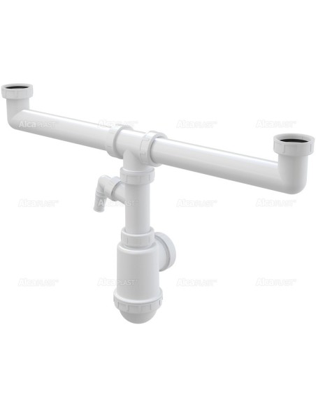 Alcaplast Półsyfon butelkowy zlewozmywaka podwojny z nakrętkami 6/4" i przyłączem A448P Ø50/40
